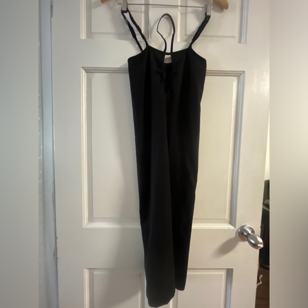 NWT Italian Black Cut-Out Midi Dress Designer XL